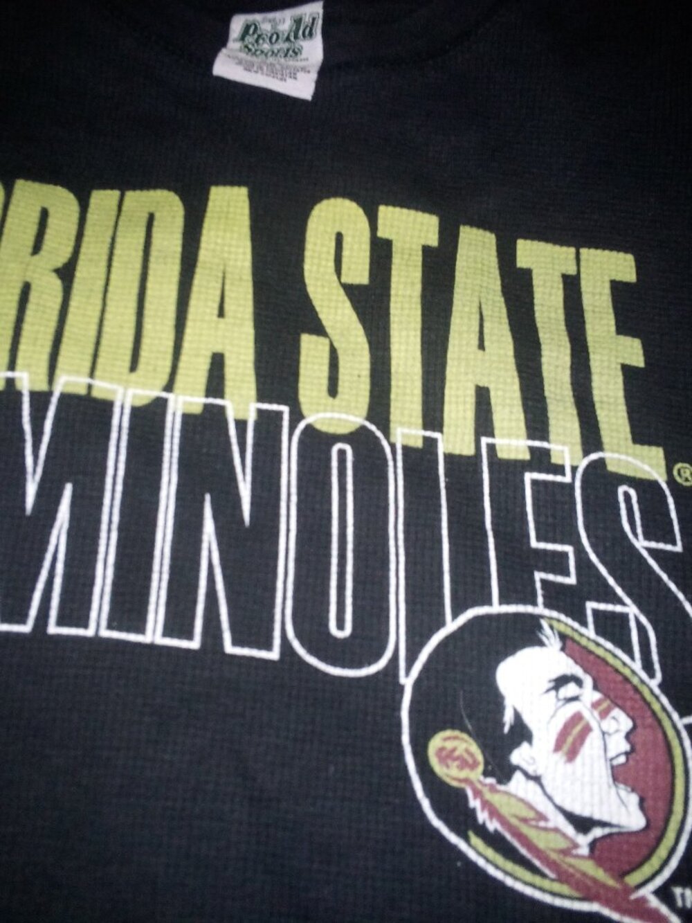 Florida State Seminoles Black Cotton Bulky Knit L/S Shirt Gold Letters & Logo